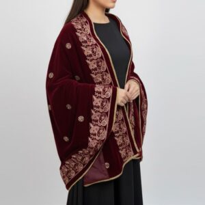 Velvet Shawl Maroon