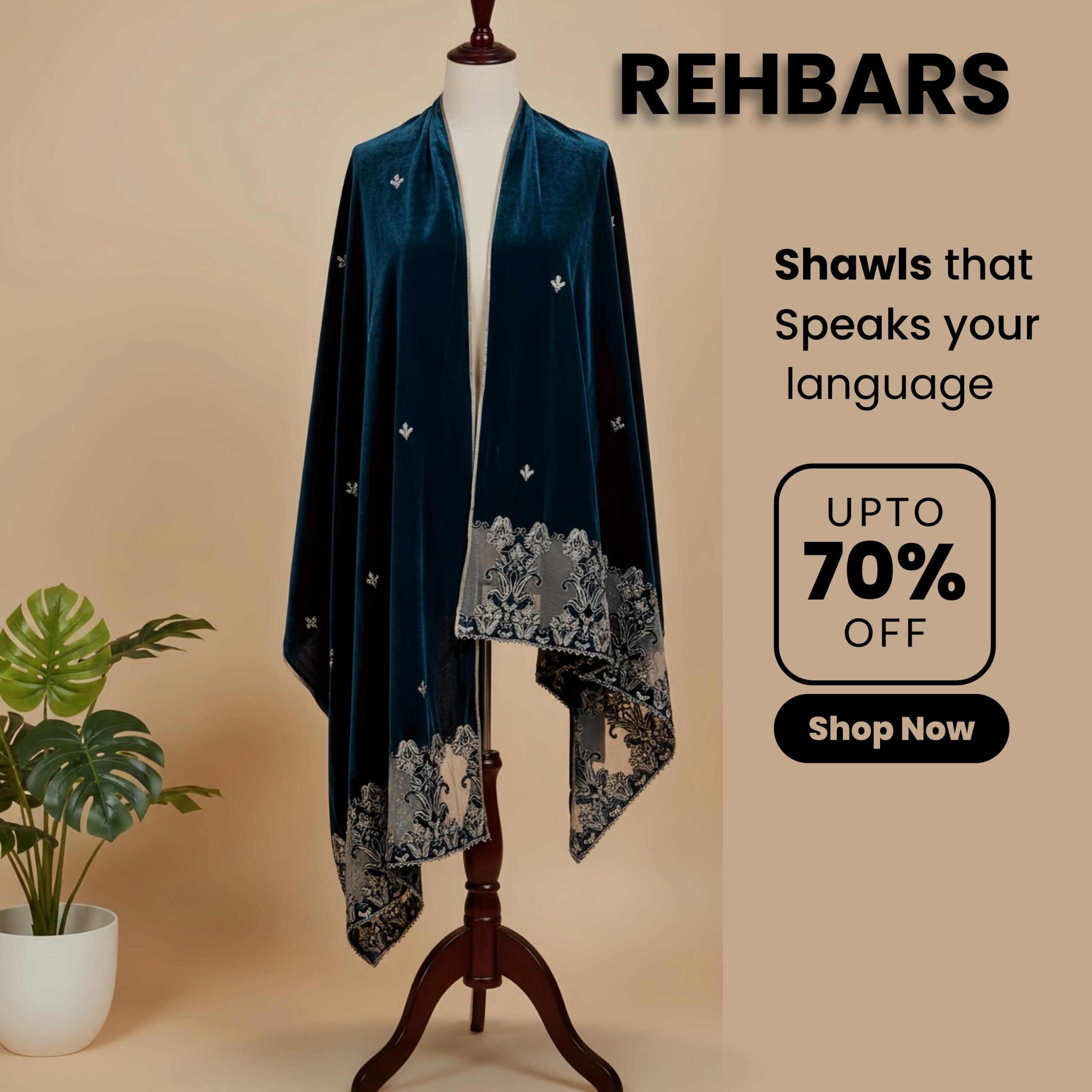 Blue Velvet Shawl - Image 5